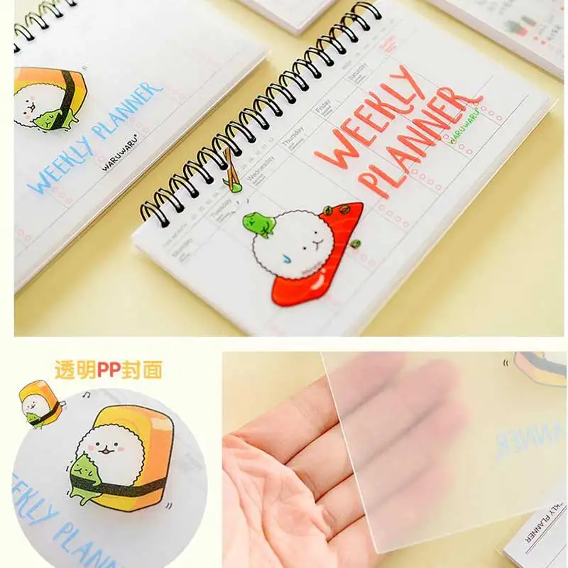 Блокнот для суши на спирали милый кавайный Еженедельный планировщик записная