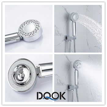 

DQOK Double-sided Dual Function Shower Head Water Saving Round ABS Chrome Booster Bath Shower High Pressure Handheld Hand Shower