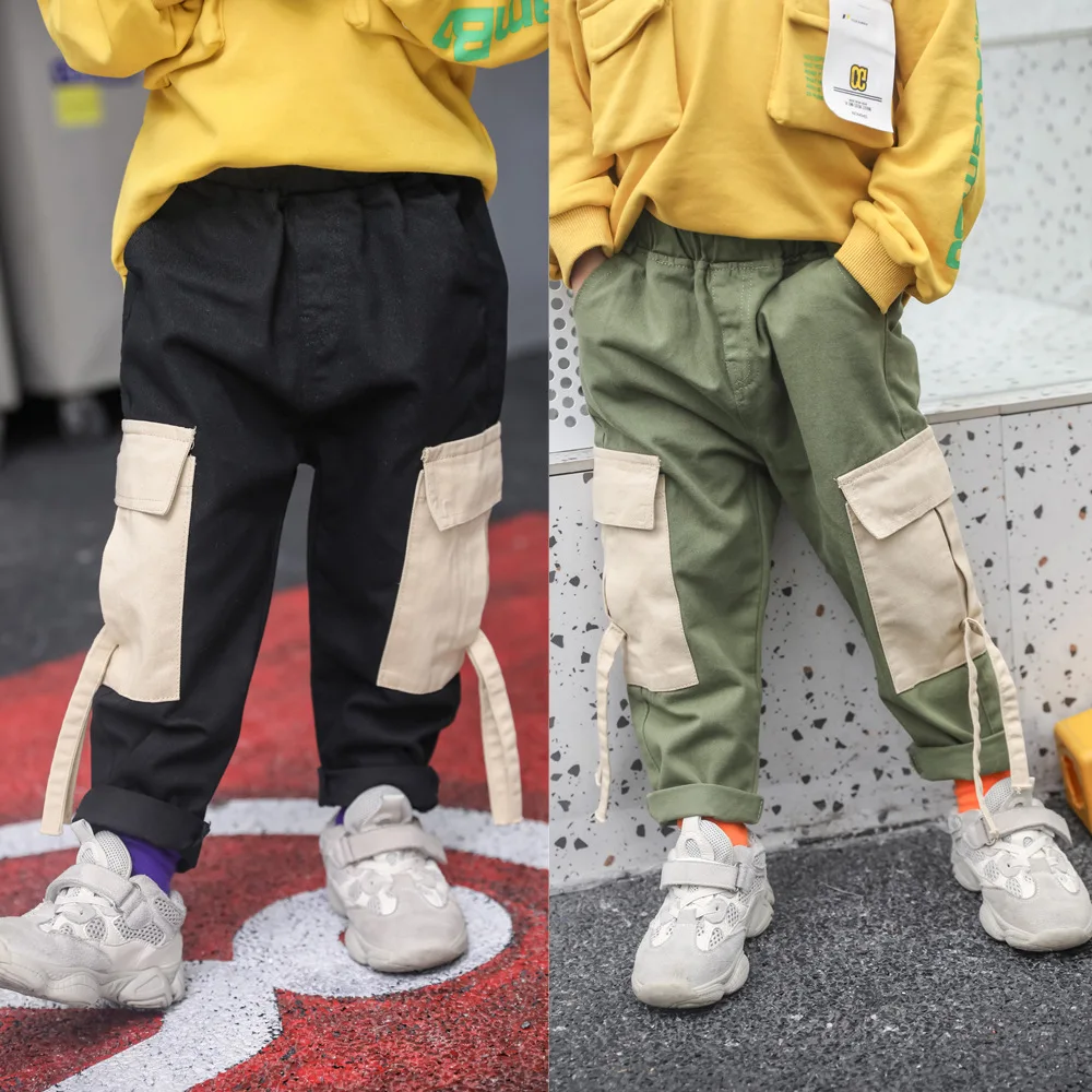 

2019 Autumn New Style Childrenswear BOY'S Bib Overall Children Cotton Cloth Pocket Bib Overall CHILDREN'S Pants Fashion