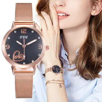 

Ccq Fashion Simple Diamond Stainless Steel Mesh Belt Ladies Quartz Watch Relojes Para Mujer Automatic Watch Women Reloj Mujer