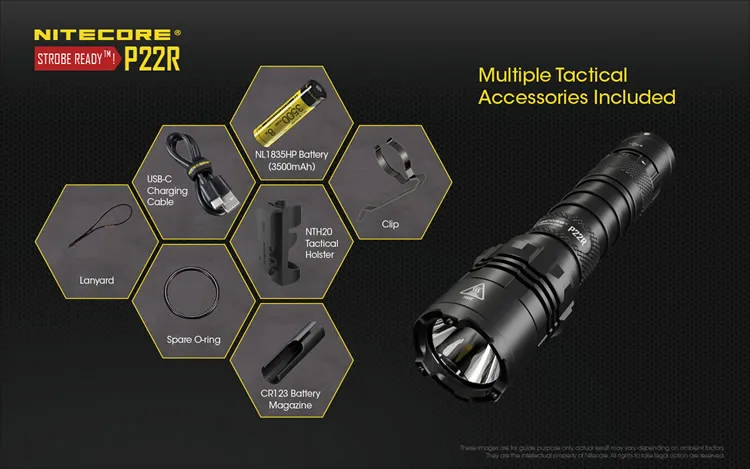 NITECORE P22R с батареей конечная производительность перезаряжаемый тактический фонарь 1800 люмен уличный охотничий фонарь