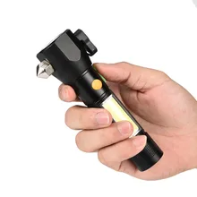 USB Charge T6+COB LED Flashlight Escape Hammer XML Torch Lamp 18650 3 Modes Safety& Survival 8.5