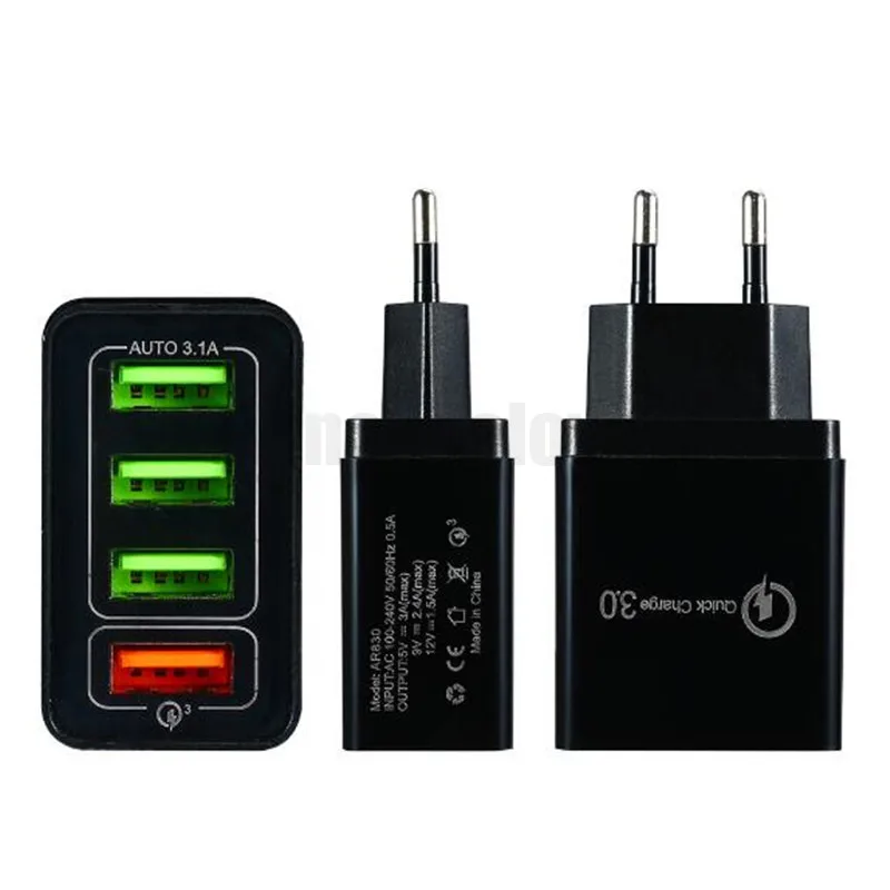 100 шт 5А usb Quick Charge 3,0 4 порта USB зарядное устройство USB быстрое зарядное устройство QC3.0 настенное зарядное устройство адаптер