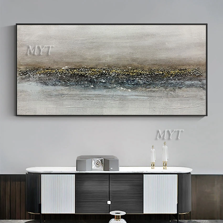 Original Large Gold Leaf Painting Gray Painting Texture Art Abstract A