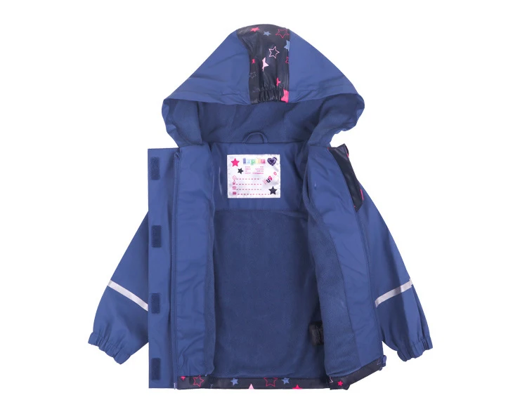 Dollplus/непромокаемая куртка из искусственной кожи с капюшоном; флисовый плащ для девочек; пальто; теплая верхняя одежда; сезон осень-зима; детская одежда