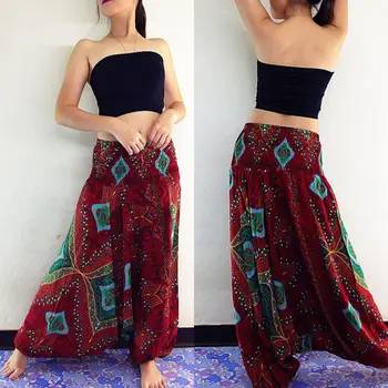 

Lady Fashion Lady Comfy Beach Baggy Boho Gypsy Hippie Pants High Waist Print Loose Harem Pants