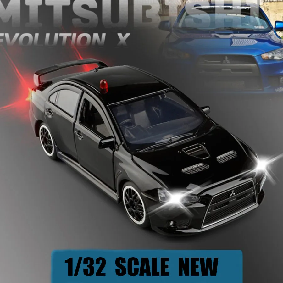 

High Simulation 1:32 MITSUBISHI LANCER EVOLUTION Police Model Car Alloy Slide Car Toy 6 Open Door Kids Toy Car Gifts Wholesale