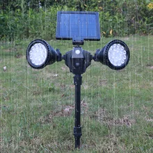 Светодиодный светильник на солнечной батарее, двойная лампа, Солнечная лампа, датчик движения PIR, точечный светильник, водонепроницаемый, открытый, регулируемый, угловой светильник s для садовой стены