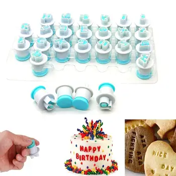 

10/26Pcs Lowercase Capital Letter Number Cookie Biscuit Cake Baking Plunger Mold Cookie Cutters and Stamps