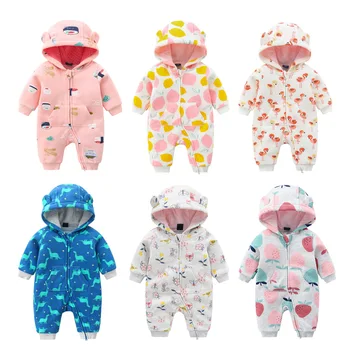 

Baby Rompers Autumn Hooded Long Sleeve Newborn Boy Girl Jumpsuits Winter Zipper Up Infant Kids Cotton Overalls One Piece Outfits