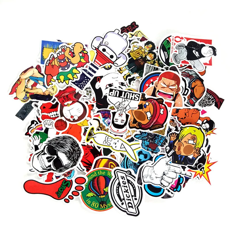 100pcs pack 50pcs Classic Graffiti Stickers Fashion Style Cartoon Sticker For Motor Car Suitcase Laptop Skateboard 4
