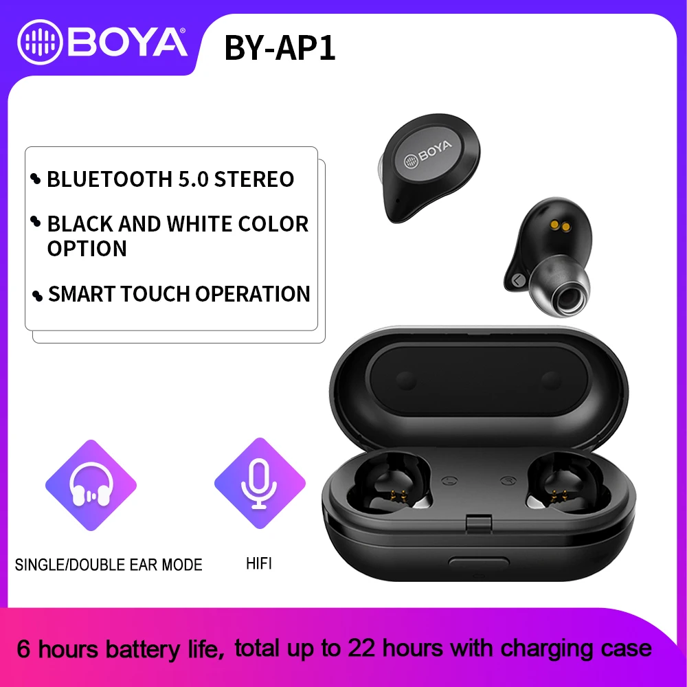 BOYA BY AP1 Bluetooth 5 0 беспроводные наушники Настоящие Беспроводные стереонаушники TWS