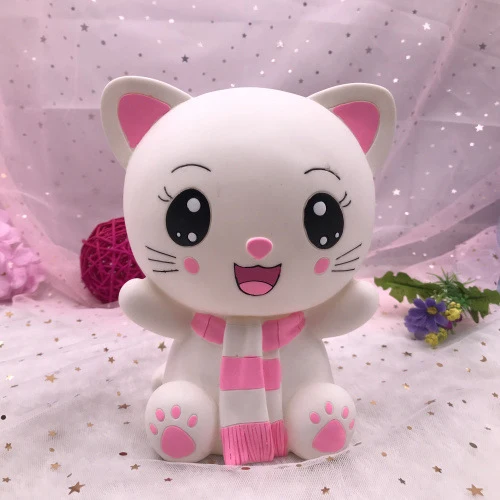 Pink Небьющийся мультяшный Кот фигурка копилка пластиковая Копилка безопасная копилка декоративная коробочка аксессуары - Цвет: Pink