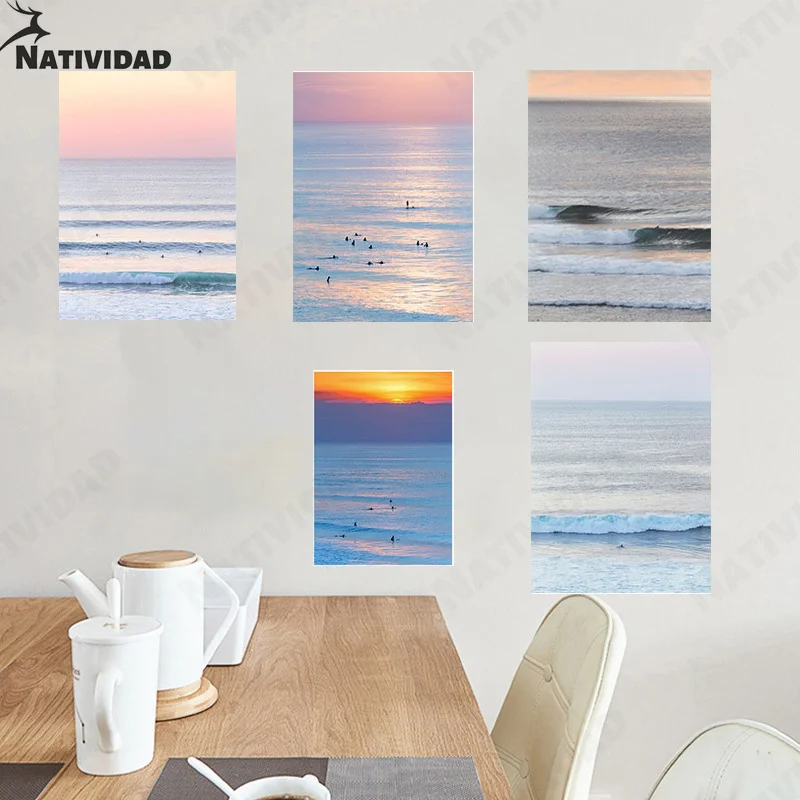 

Pink Sunset Canvas Painting Wall Art Decoration Beautiful Seascape Painting Poster Living Room Home Aesthetic Decoration