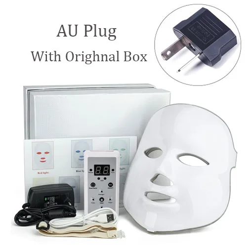 AU Plug- With Box Beauty Star 7 цветов светодиодный маска для лица светодиодный фотонотерапия маска для лица Уход за кожей омоложение акне маска для лица красота спа светодиодный маска для лица - Цвет: AU Plug- With Box