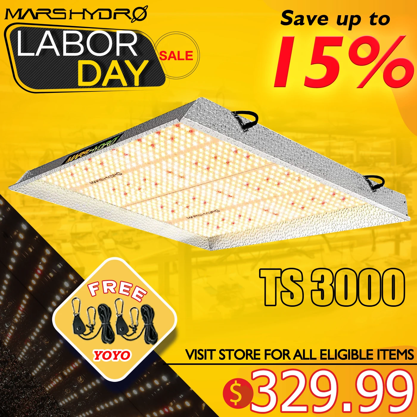 Newest Mars Hydro TS 3000W LED Grow Light Full Spectrum Veg Flower for All Stage Plant