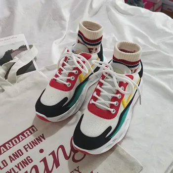 

Womens Chunky Sneakers 5cm Korean Fashion Woman Platform Sneaker Designer Tenis Female Spring Multi Color Trainers Casual Shoes
