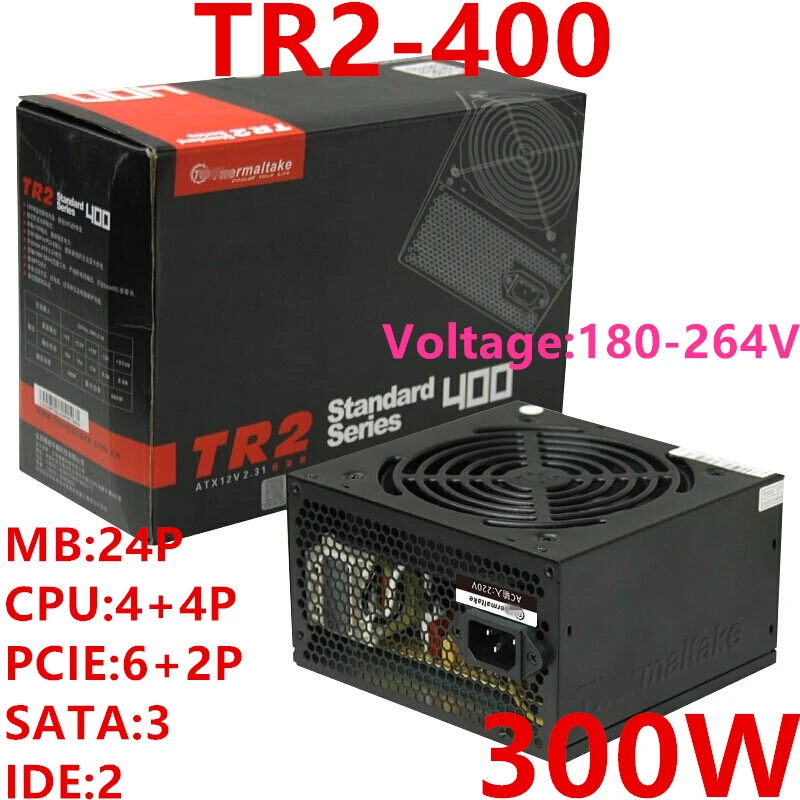 Блок питания для Thermaltake(Tt) TR2 standard Edition ATX 12V Game Silent power supply Номинальная мощность 300 Вт пиковая мощность 400 Вт источник питания TR2-400