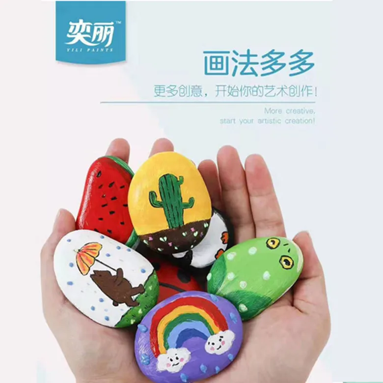 

Yi li Children Creative Stone cai hui shi Painting Art DIY Painting Kit Graffiti GIRL'S And BOY'S Toy Set Gift