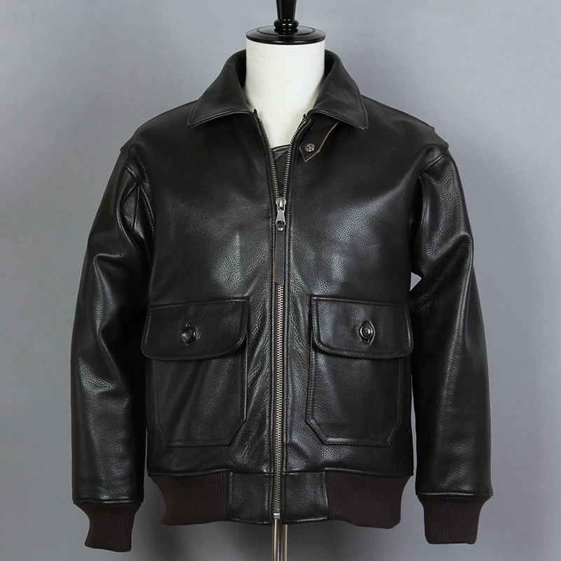 Avirex fly Fur collar Genuine Leather Jacket Men Cow Leather G1 Air force Flight Jacket Bomber Jacket Male Winter Coat