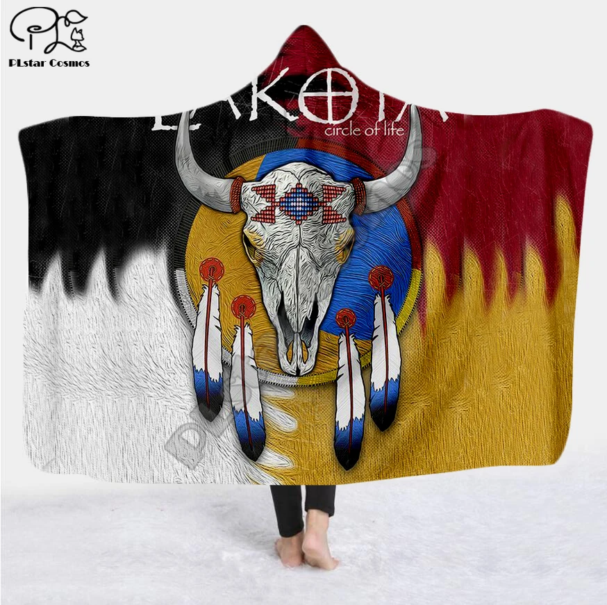 Plstar Cosmos черный Национальный индийский Lakota череп с капюшоном одеяло 3D полный принт надеваемое покрывало взрослые мужчины женщины Эйнштейн стиль-6