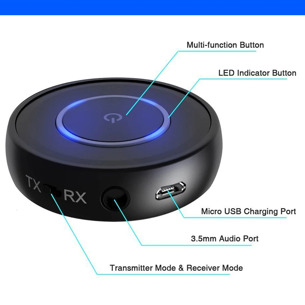 Jelly Comb Bluetooth 5.0 Transmitter Receiver 3.5mm Jack APTX HD LL Wireless Adapter Music for TV Car Bluetooth Audio Receiver