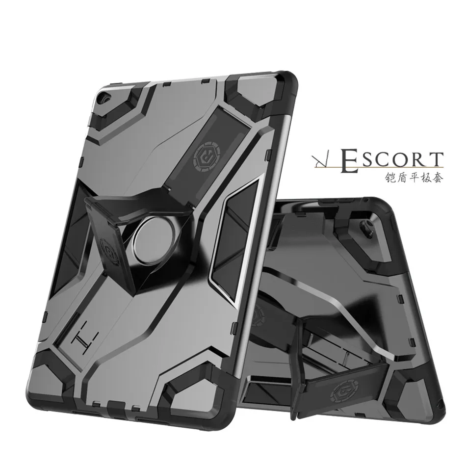 Чехол для Apple iPad Air 2/iPad 6 9,7 дюймов Funda Tablet Back жесткий армированный чехол TPU+ сверхмощный чехол-подставка+ пленка+ стилус - Цвет: Черный