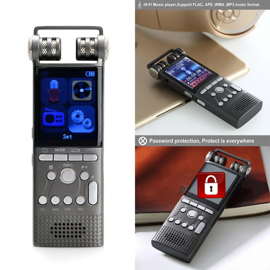 

Zero Noise Reduction Voice Recording HD HIFI 16GB Multi-function Recording lithium battery TF card MP3, WAV Pen
