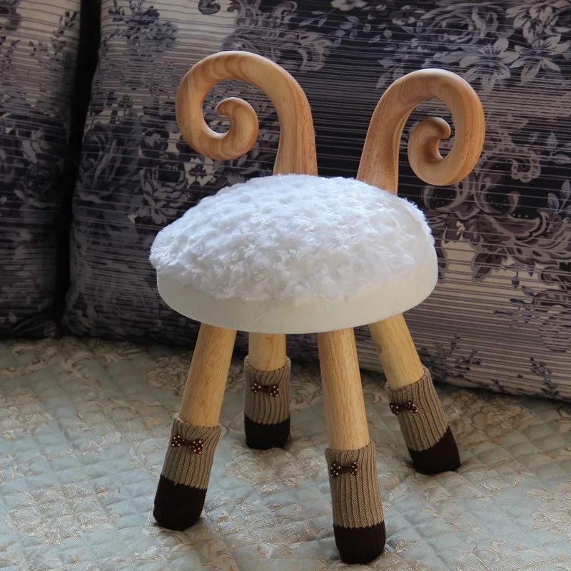 Bench Household Solid Wood Cartoon Animal Backrest Learning Web Celebrity Lovely Children Table And Chair Round Low Stool