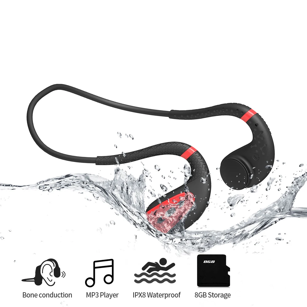 Гарнитура с костной проводимостью MP3 подходит для Bluetooth гарнитура ipx8 плавания