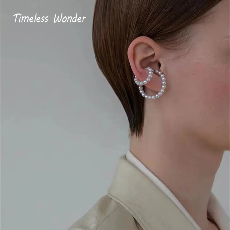 

Timeless Wonder Adjustable Pearl Ear Cuff Earrings Women Fashion Jewelry Punk Rock Ear Clips Non Pierced Gothic Boho Ins 6122