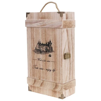 

Vintage Wood 2 Red Wine Bottle Box Carrier Crate Case Storage Carrying Display Holder Birthday Party Christmas Gift
