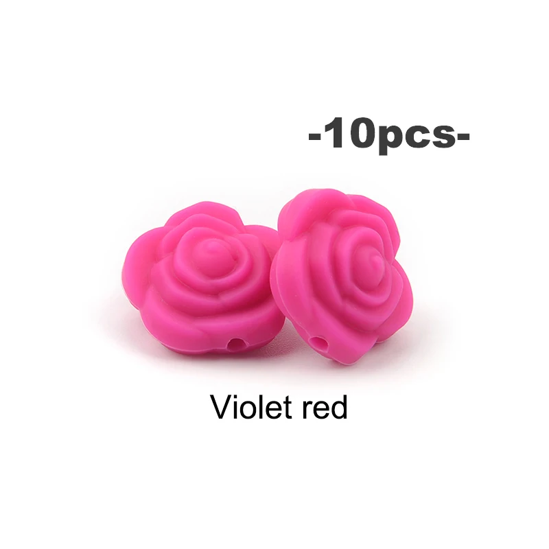 Elegant Rose Flower Silicone Bead Set for DIY Jewelry and Crafts (10 pcs)
