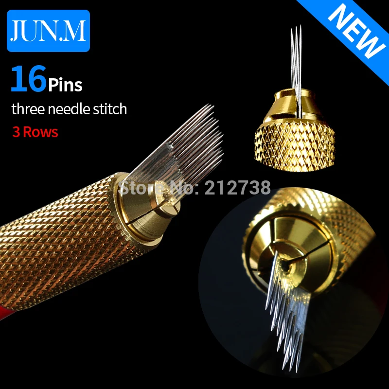 Игла для перманентного макияжа бровей 3 ряда 16 пин 100 шт.|blades for microblading|needle blademakeup