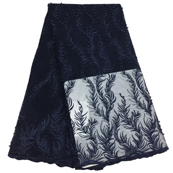 

2020 Newest Design Nigerian Lace African Lace Lace for women Dress Lace with Beads 5 Colors 5 yards /lot