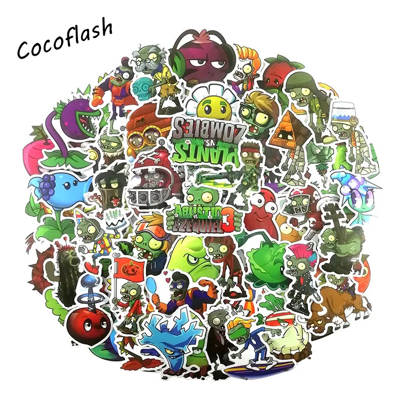 100PCS Game Plants Vs. Zombies Cartoon Stickers For Skateboard Laptop Luggage Snowboard Fridge Phone Laptop Graffiti Stickers