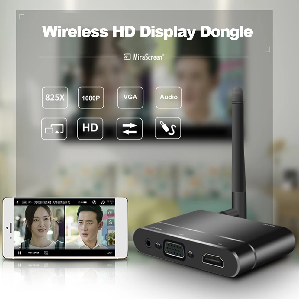 Для домашнего использования MiraScreen X6W Беспроводной Full 1080P дисплей донгл приемник WiFi зеркальная коробка HD VGA Miracast Airplay DLNA медиа ТВ-карта