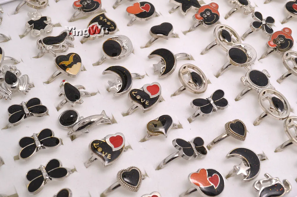 Yingwu, опт, 30 шт., кольцо с надписью Love Heart, Moon, меняющее цвет, настраиваемое кольцо для женщин и девочек с регулировкой температуры и настроения