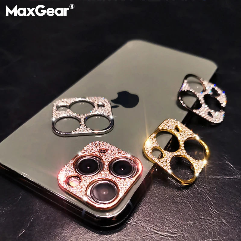 Прозрачный Алмазный чехол для объектива камеры iPhone 11 Pro Max роскошный блестящий