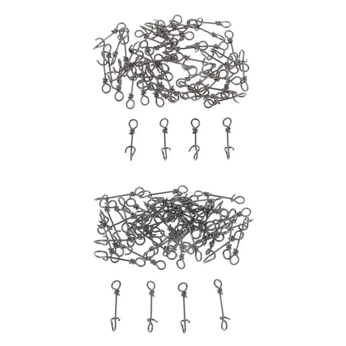 100x Black Portable High Strength Stainless Steel Quick Lock Fishing Snaps Clips Swivels