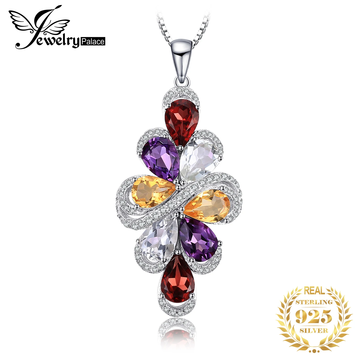 JewelryPalace 6ct натуральный аметист гранат цитрин кулон с зеленым аметистом 925 пробы