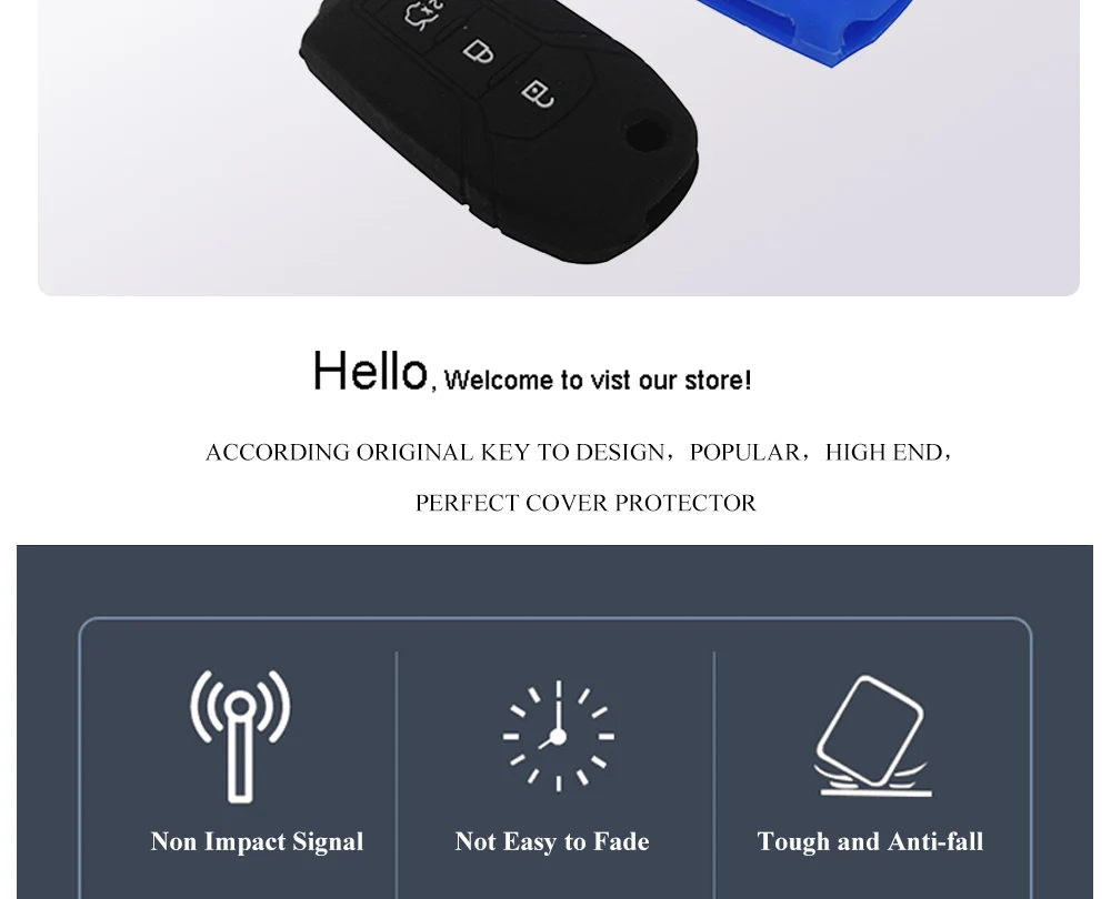 Keyforkess 50pcs custodia protettiva in Silicone per auto chiave per FORD KA Fusion Fiesta Escort Mondeo Galaxy s-max Ranger 3BTN Flip Key 6 Keyforkess 50pcs custodia protettiva in Silicone per auto chiave per FORD KA Fusion Fiesta Escort Mondeo Galaxy s-max Ranger 3BTN Flip Key - H0f30202ce70a4ebeba1e96b04ff779c9q