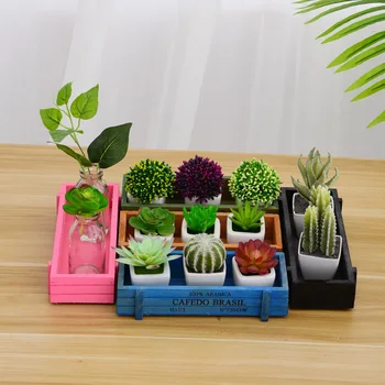 

Vintage Succulent Storage Box Wooden Rectangular Flower Pot Desktop Plant Handicraft Storage Bins Dorm Balcony Floral Decoration