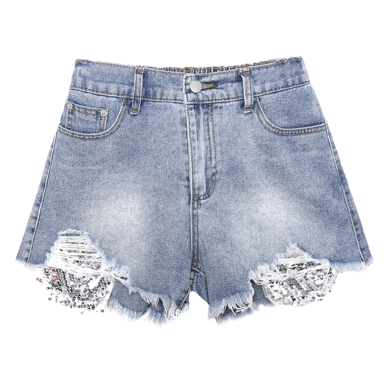 

XUXI Shorts Denim Women 2020 Thin Large Size Summer Loose Straight Tube Hole High Waist A Thin Hot Pants Ladies Jeans FZ1768