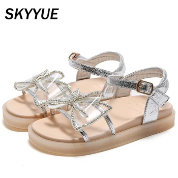 

2020 Summer Kids Beach Sandals Children Bow Mesh Shoes Baby Girls Brand Princess Sandals Rhinestone Sandals Fashion Dress Shoes