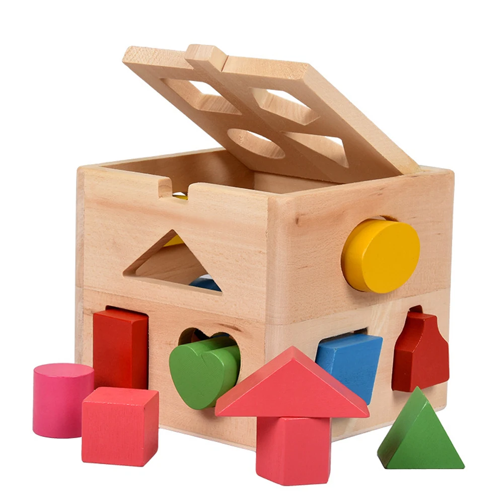 

Educational Toys Baby Cognitive Intelligence Box Shape Matching Thirteen Holes Sorting Building Block Kids Gift Wooden Geometric