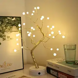 Светодиодный светильник с перламутровым деревом ночник USB Настольная декорационная лампа для вечерние спальни и подарок для семьи