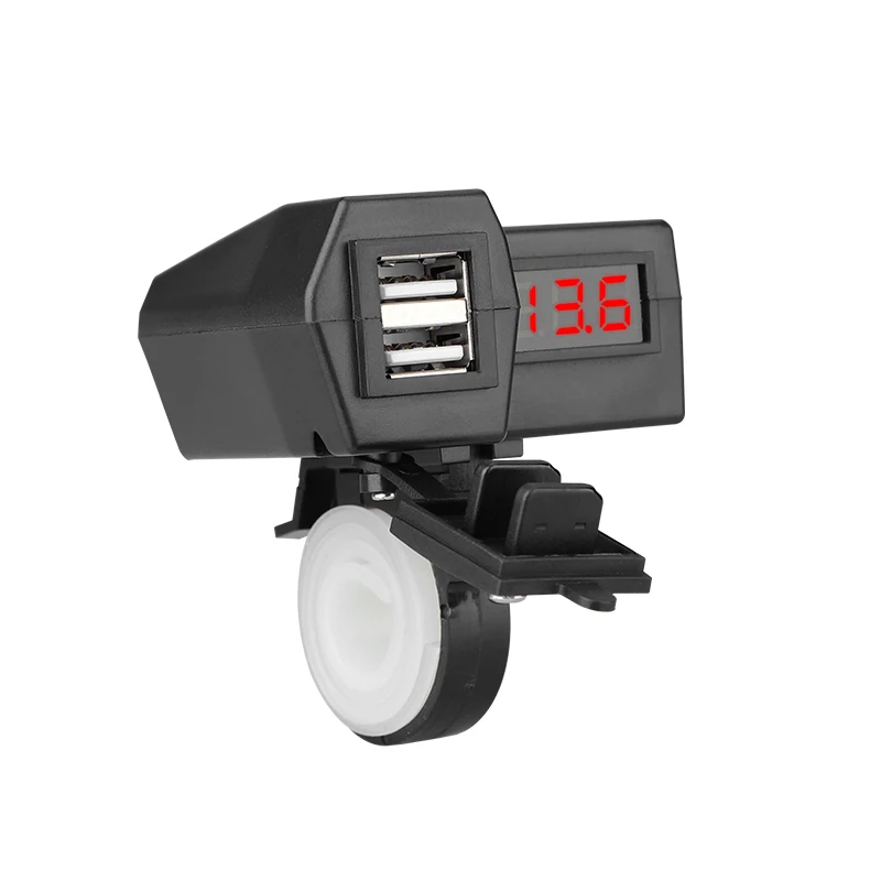 

Waterproof 12V Motorcycle ATV Scooter with LED Digital Display Voltmeter Voltage Dual USB Power Socket Charger Power Switch