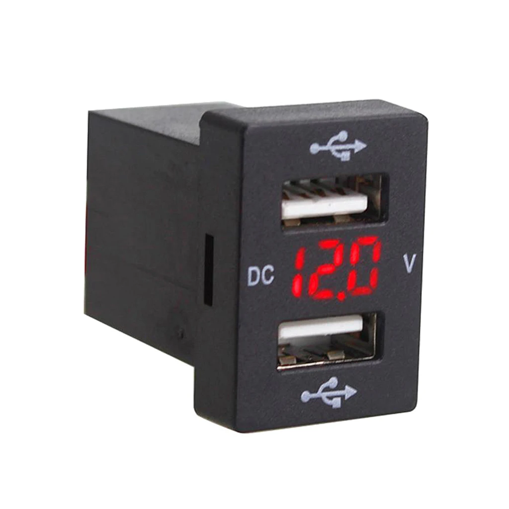 DC5V 2.1A Автомобильный USB порт Интерфейс с Красный светодиодный цифровой вольтметр для Toyota