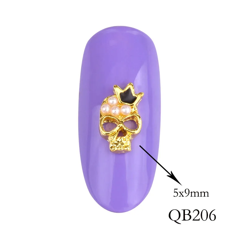 QB206 10 шт 3D украшения для ногтей DIYGlitter стеклянные драгоценные Стразы ананас Луна призрак голова сплава жемчужина дизайн ногтей аксессуары - Цвет: QB206